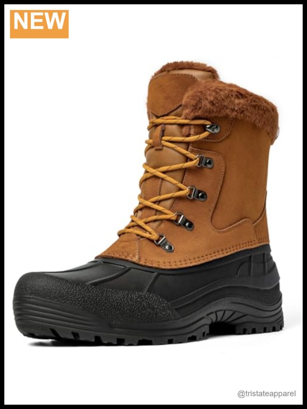Men's Waterproof Leather Suede Snow Boots Insulated Winter Hiking